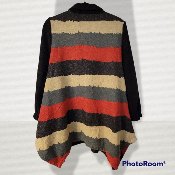 Aris.A red, gray, red, and black cardigan, size small - Picture 5 of 8